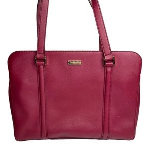 Kate Spade Red Burgundy Newbury Lane Lodan Leather Tote Shoulder Bag